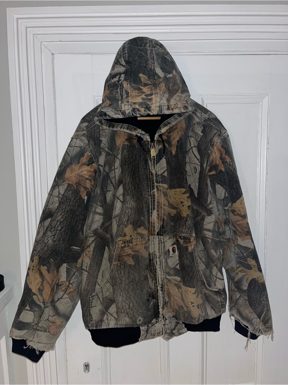 Vintage Carthartt J144 CMO Zip-Up Thermal-Lined Jacket in Brown & Green